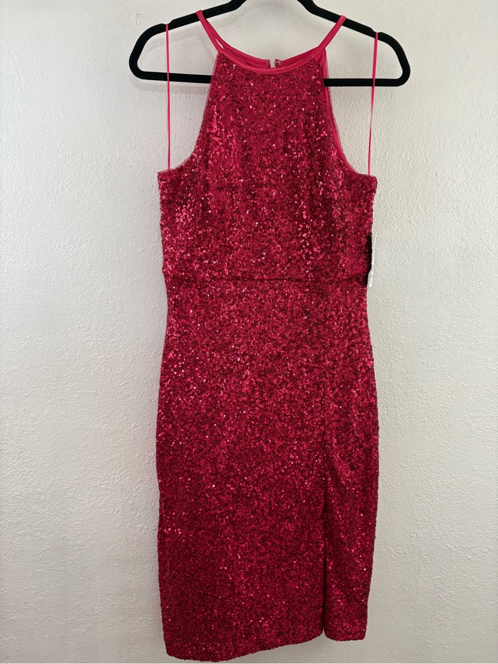 Bob Mackie Women's Sequin Sleeveless Midi Sheath Dress in Fuchsia - Picture 2 of 6